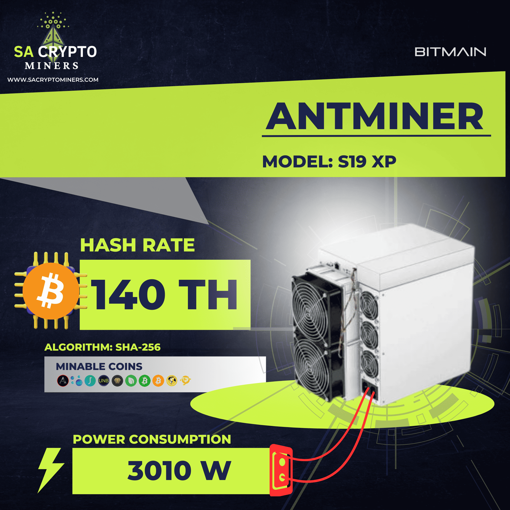 Bitmain Antminer S19 XP 140TH/s Bitcoin Miner