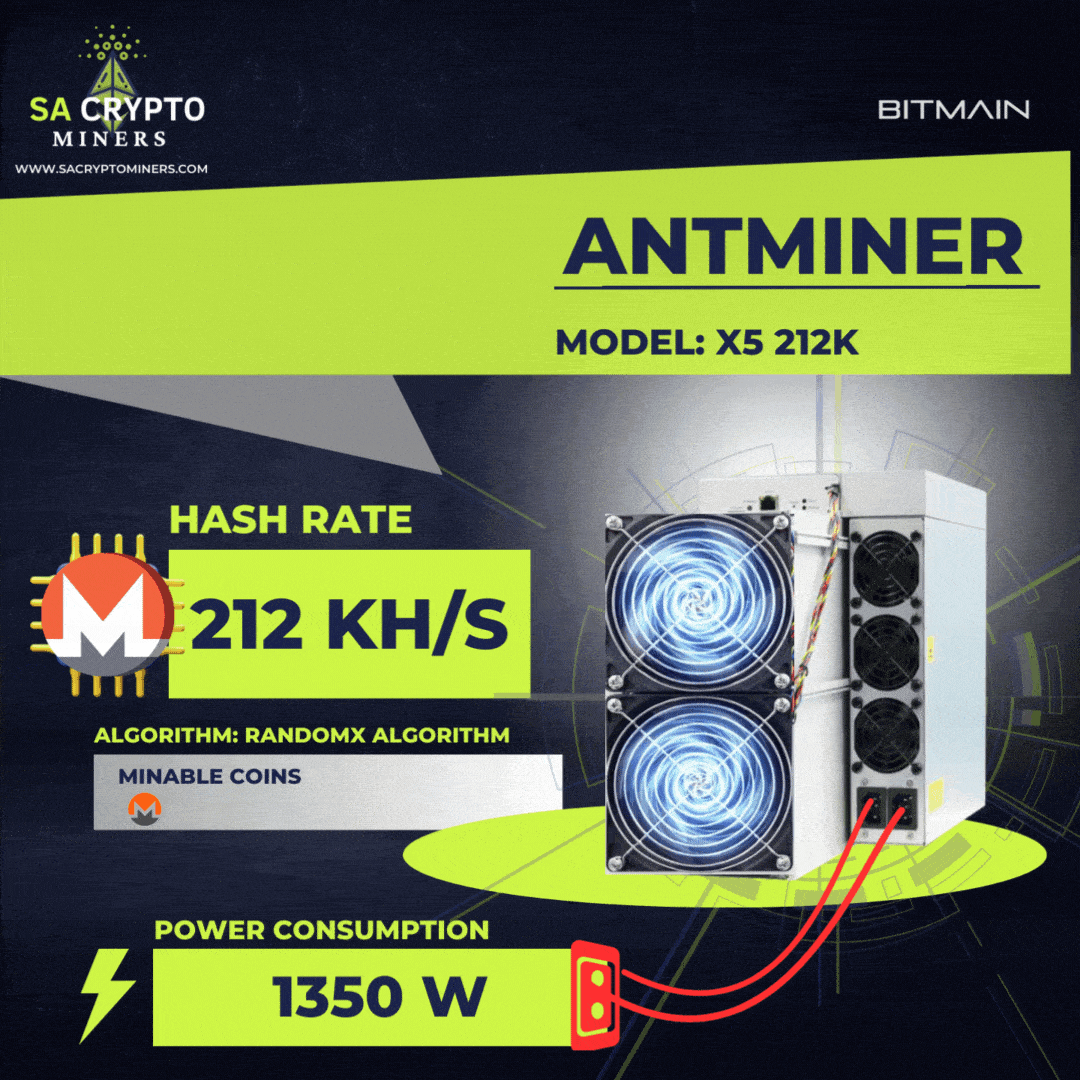 New Bitmain Antminer X5 212K 1350W XMR Miner