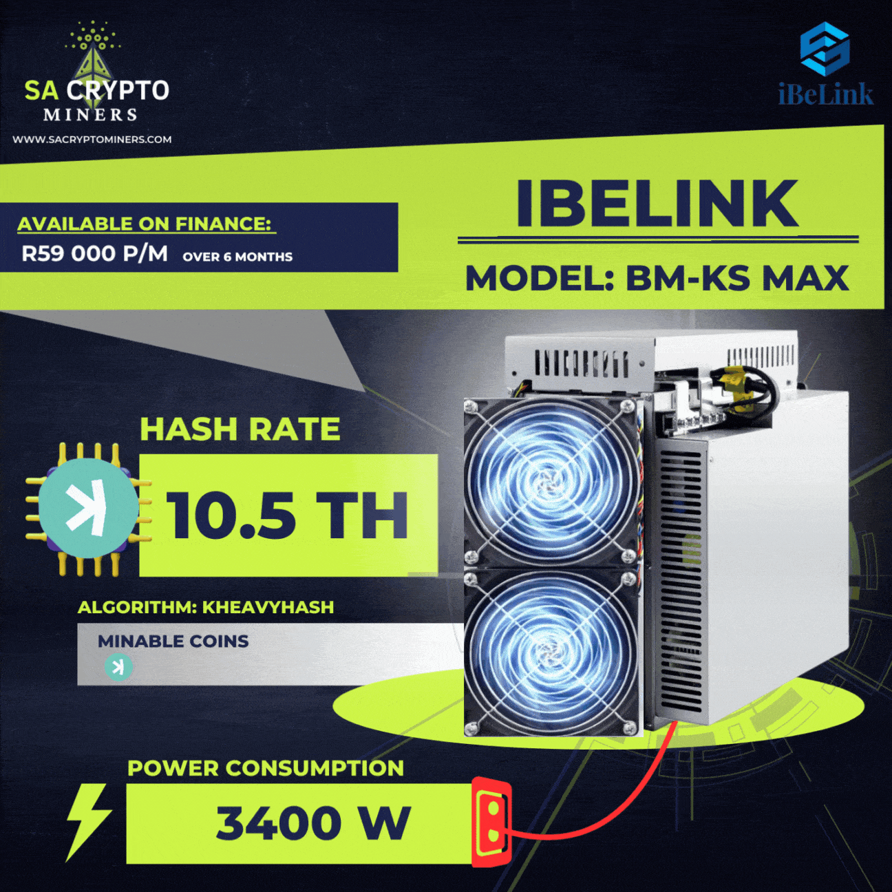 New iBeLink BM-KSMax 10.5T 3400W Kaspa Miner
