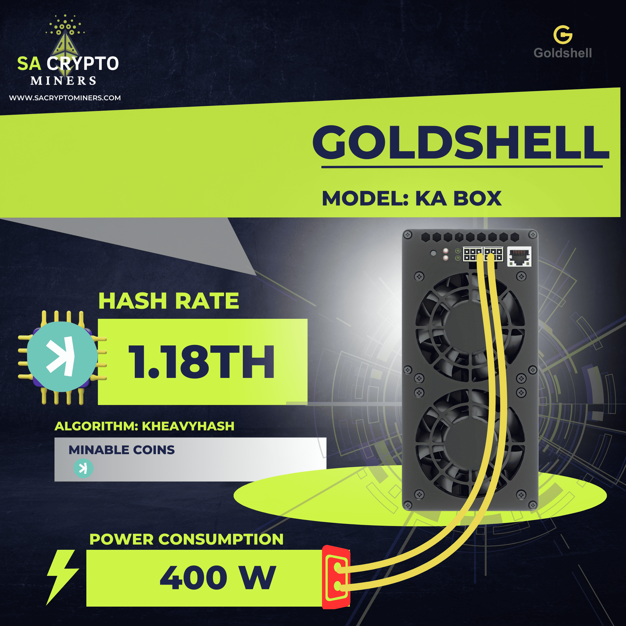 New Goldshell KA Box 1.18TH Kaspa Miner 400W