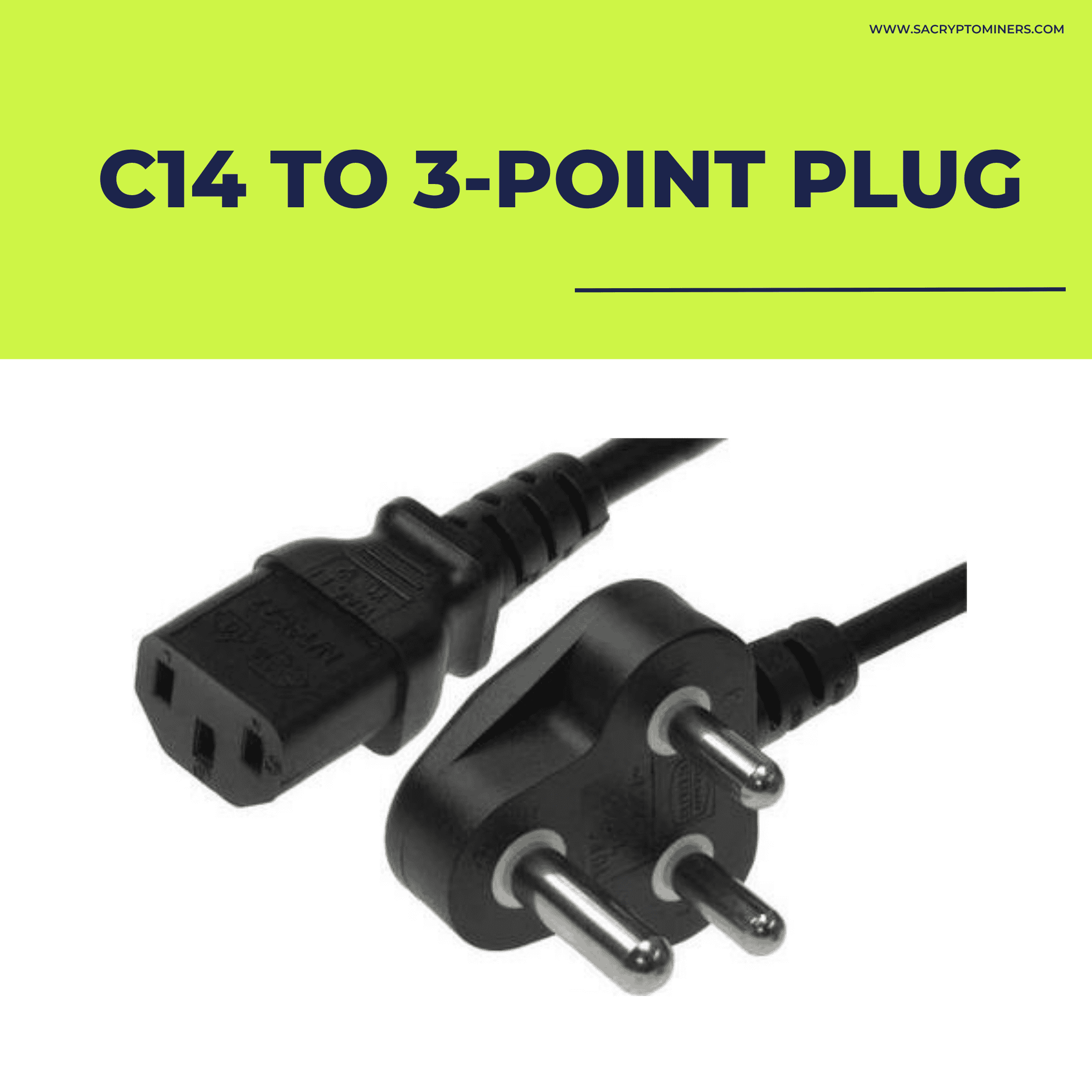 C14 Kettle cord power cable 1.2m with 3-prong SA plug