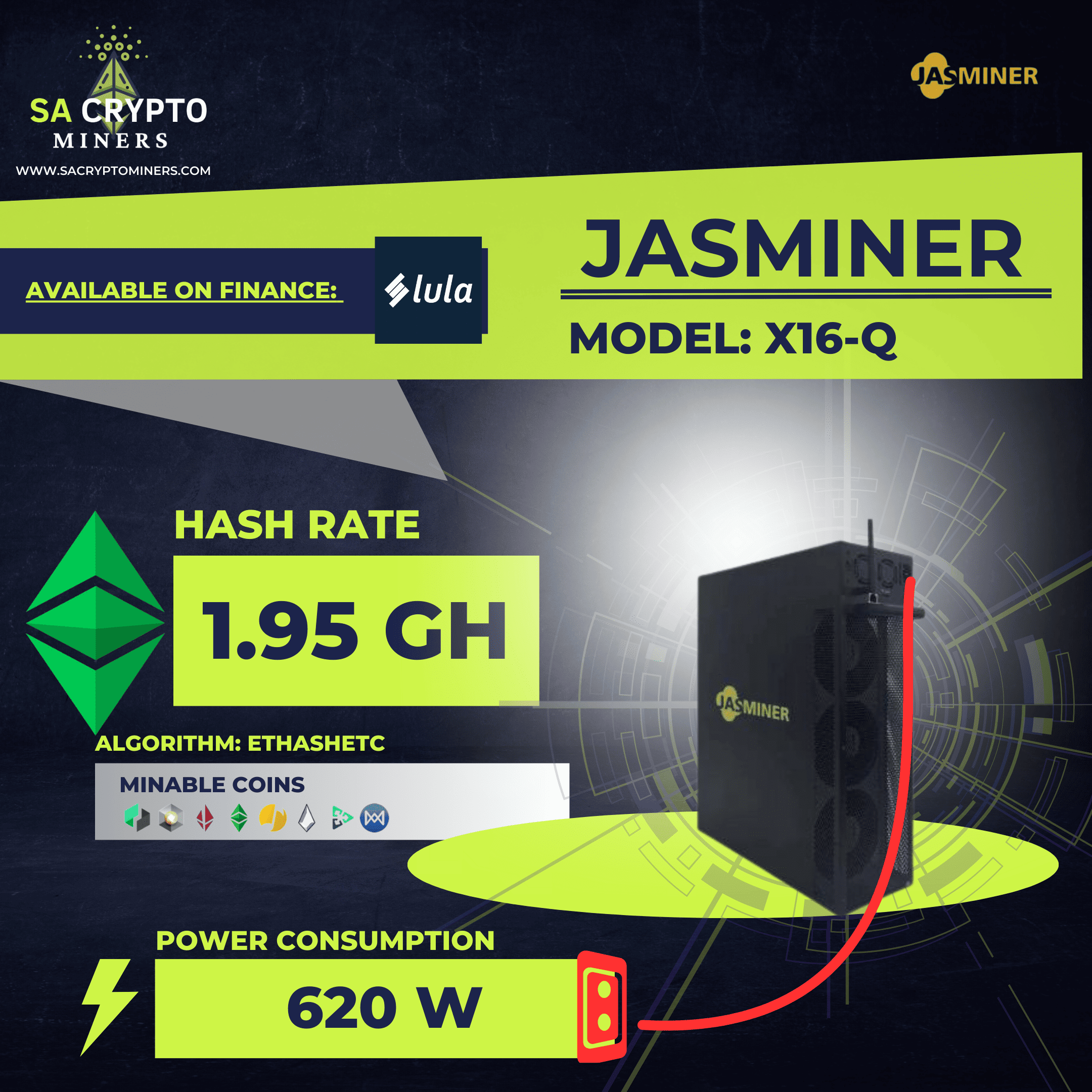 Jasminer X16-Q Ethereum Classic Miner 620W