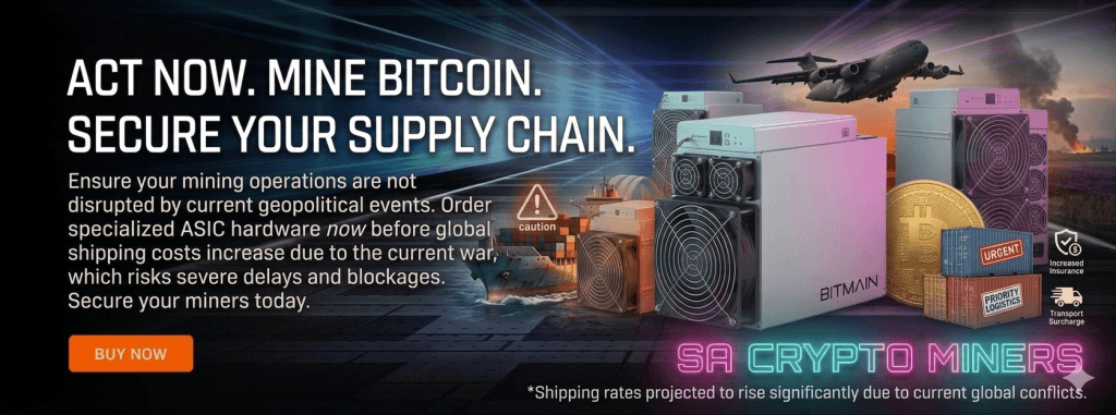 Promotional banner for Bitcoin mining