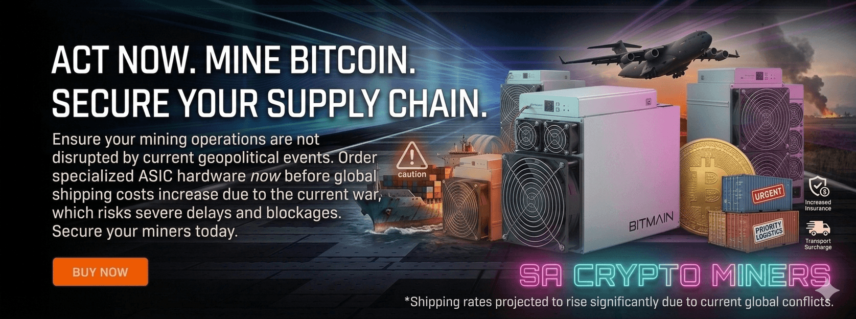 Promotional banner for Bitcoin mining